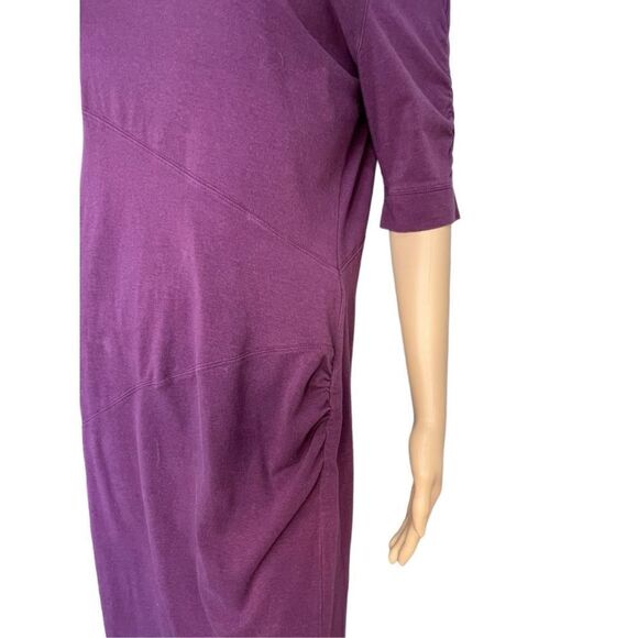 Athleta Purple Hooded Crowl Neck Short Sleeve Dress With Front Pocket - Picture 2 of 5